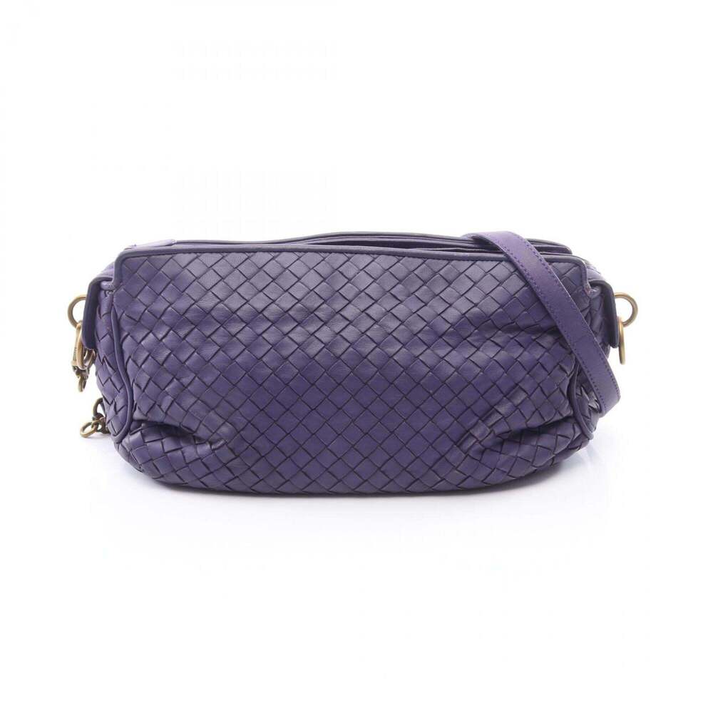 BOTTEGA VENETA Purple Leather Intrecciato Shoulder Bag